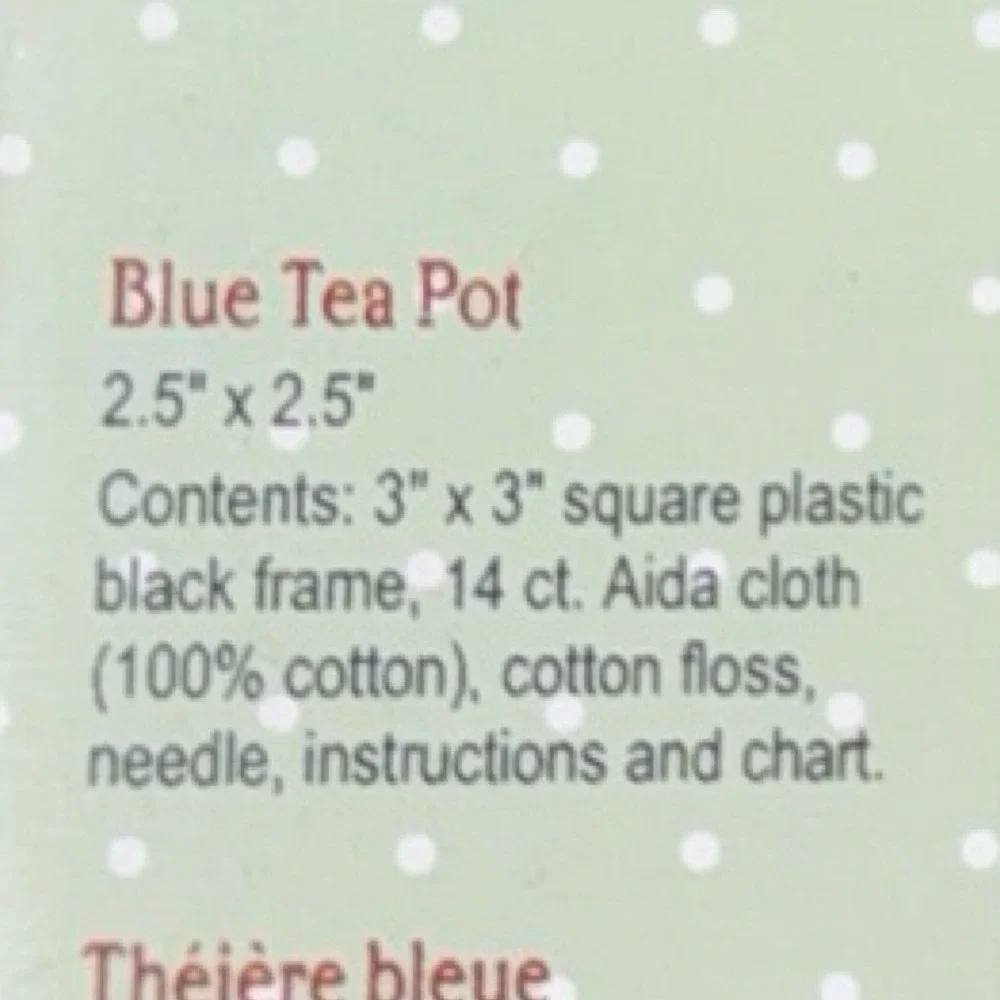 ME Mary Engelbreit Blue Tea Pot Plaid Bucilla Counted Cross Stitch- Sealed